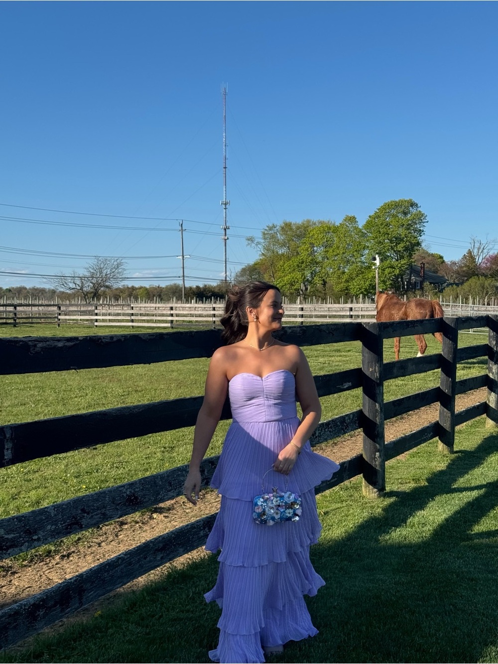 Azazie Lavender Strapless Tiered Chiffon Wedding Dress - Picture 6 of 6